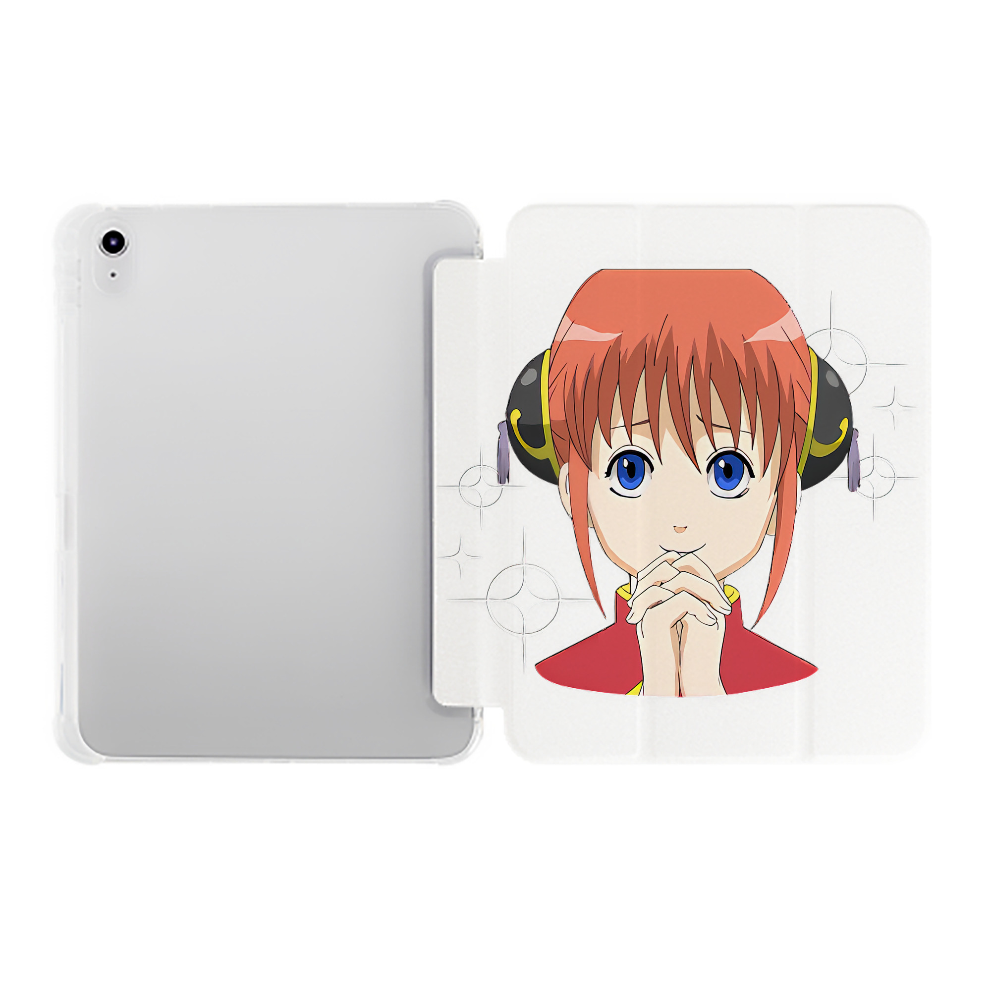 （画像用） ぎんたま 坂田銀時（さかたぎんとき） 神楽 志村新八（しむら しんぱち） GINTAMA Sakata Gintoki Kagura Shimura Shinpachi IPad ケース ペン収納付き 三つ折りスタンド PUレザー×シリコン 対応機種9.5/10.5/10.9インチ